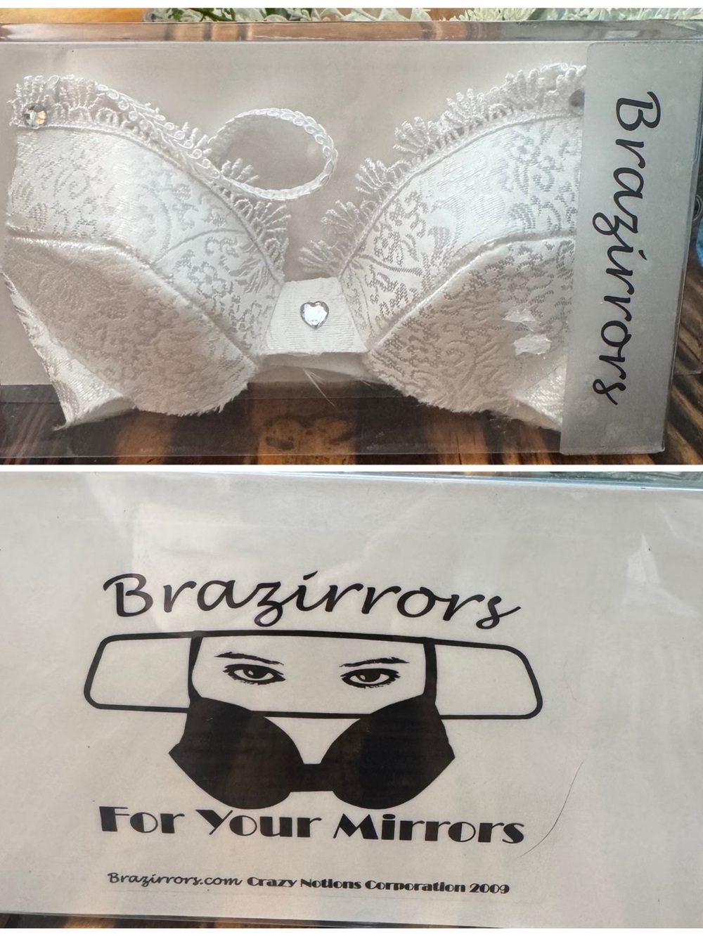 Car mirror White Lace Bra decoration